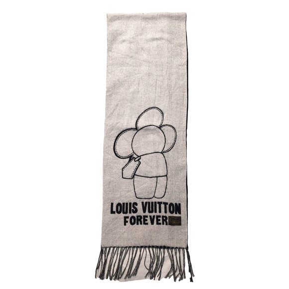 Louis Vuitton LV Forever Reversible Gray Black Cashmere Scarf Pre-Owned - Picture 2 of 16